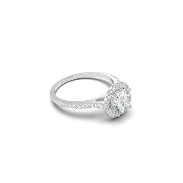 18K T-Tone Four Prong Round Stone Engagement Ring