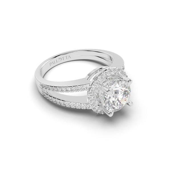 18K T-Tone Four Prong Round Stone Engagement Ring