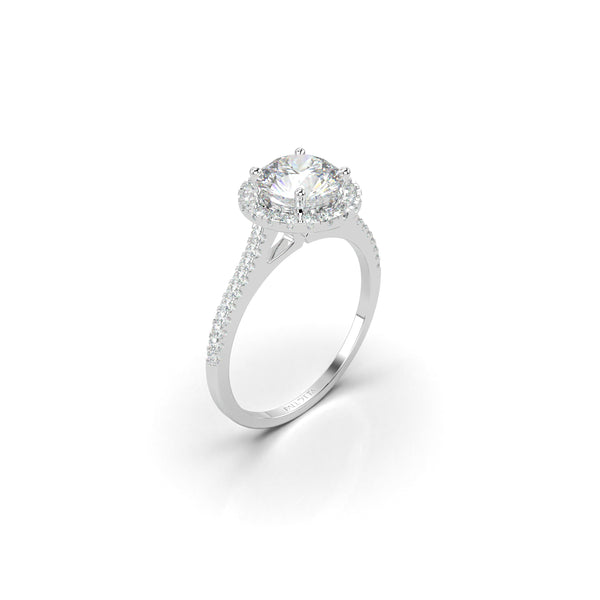 18K T-Tone Four Prong Round Stone Engagement Ring