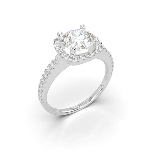 18K White Gold Halo Princess Mount  Engagement Ring