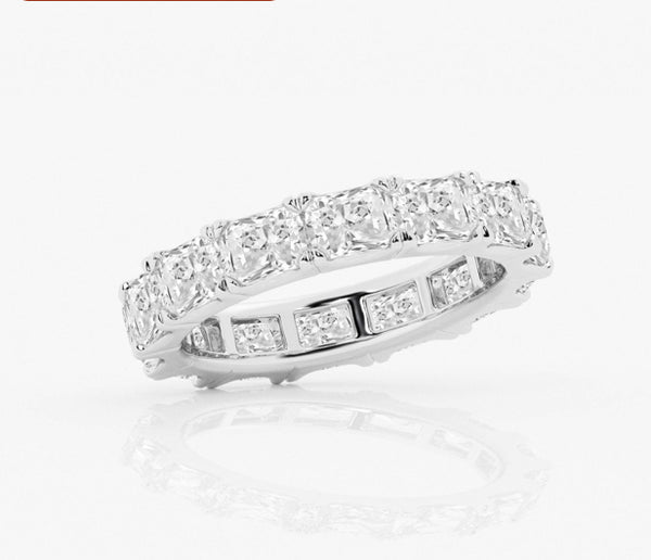 14K White Gold Radiant Wedding Band Set East-West