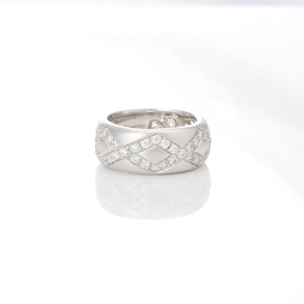 14K White Gold X Design Ring