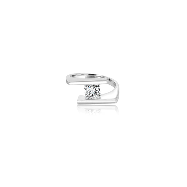 18K White Gold Angelina Square Cubic Ring