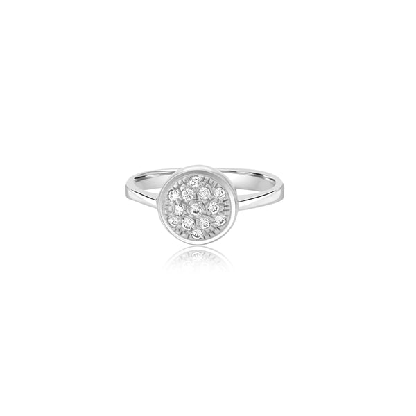 18K White Gold Angela Round Pave Ring