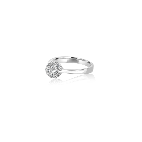 18K White Gold  Daniella Round Cluster Ring