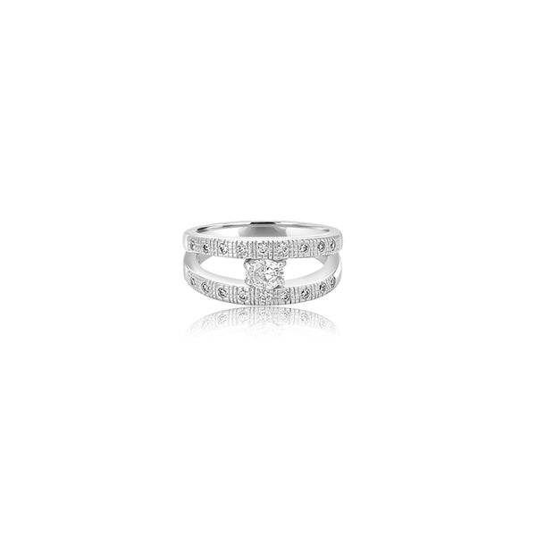 18K White Gold Viviana Cubic Split Ring