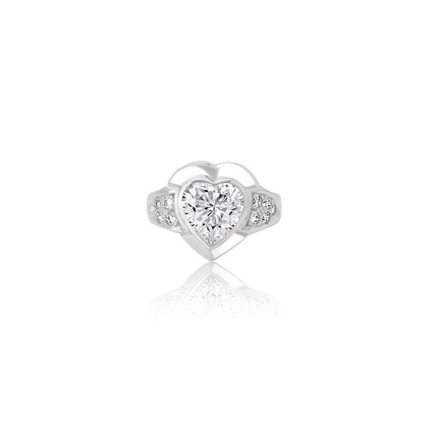 18K White Gold Adelina Large Heart Ring