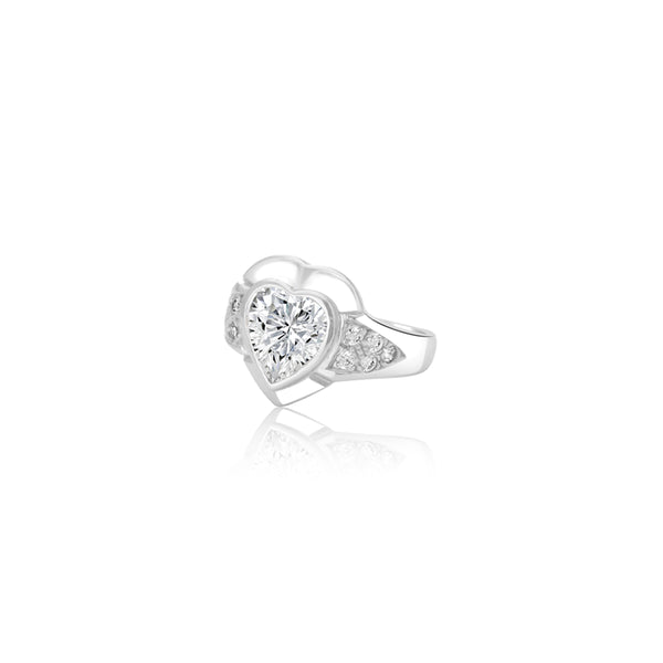 18K White Gold Adelina Large Heart Ring