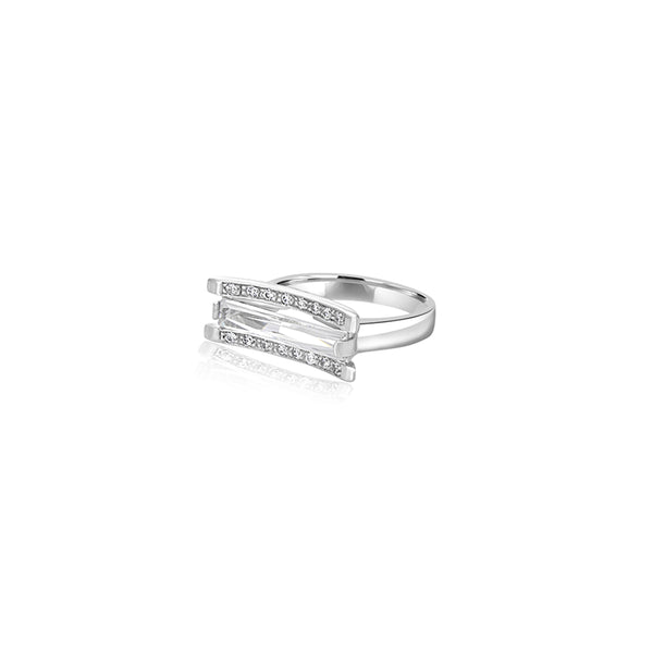 18K White Gold Siena Moder Cubic Ring