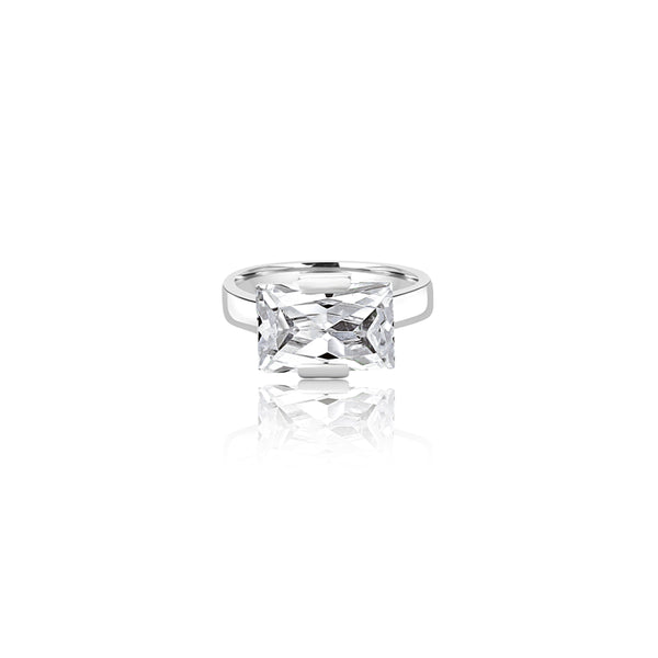 18K White Gold Anete Large Rectangular Ring