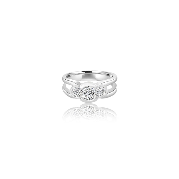 18K White Gold Carina Triple Stone Ring