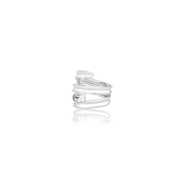 18K White Gold Elvira Spiral Oval Ring