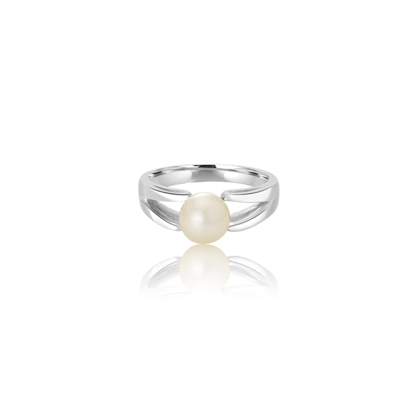 18K White Gold Eleonora Split Pearl Ring