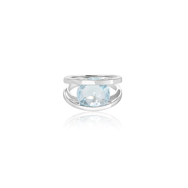 18K White Gold Leticia Oval Aqua Ring