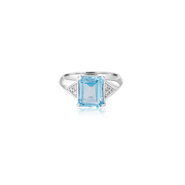 18K White Gold Luisa Aqua & Cubic Ring