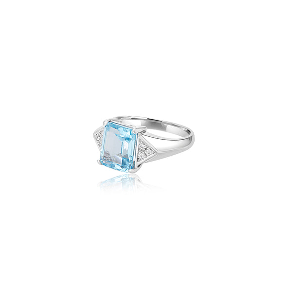 18K White Gold Luisa Aqua & Cubic Ring