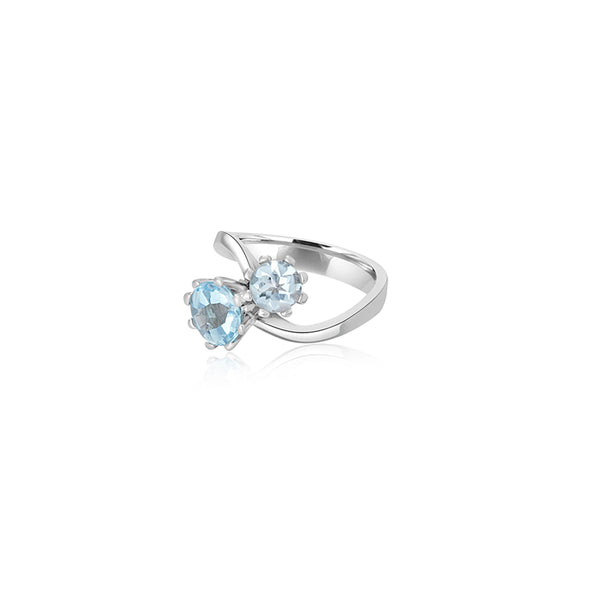 18K White Gold Mattea Double Aqua Ring