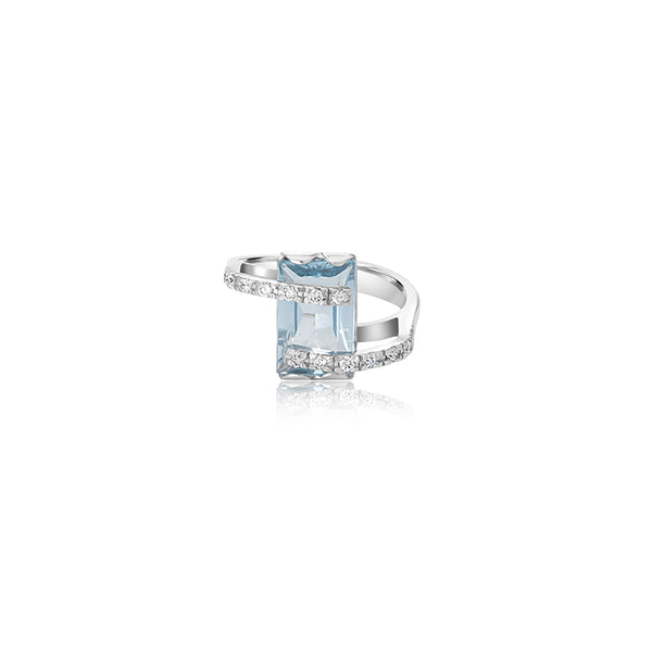 18K White Gold Micaela Aqua Abstract Ring