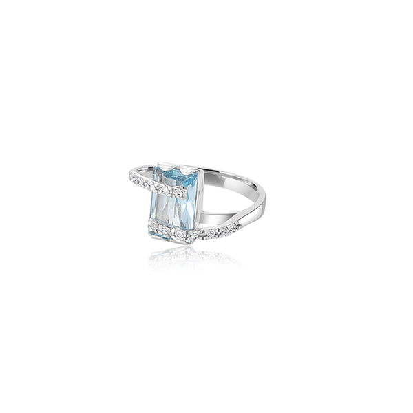 18K White Gold Micaela Aqua Abstract Ring