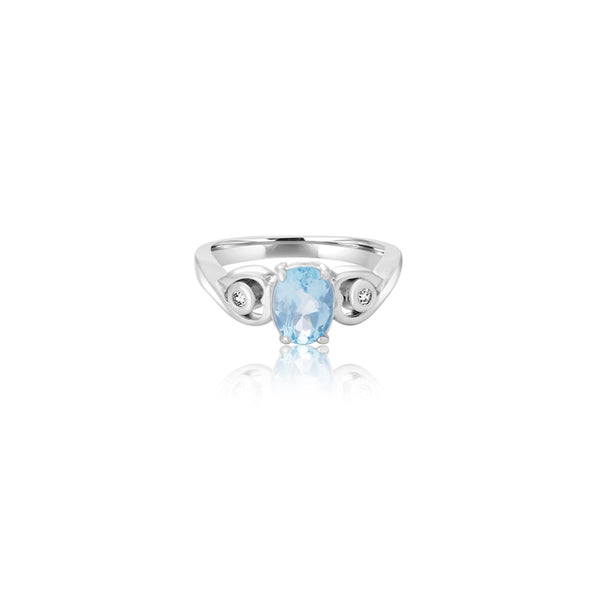 18K White Gold Madalene Oval Aqua Ring