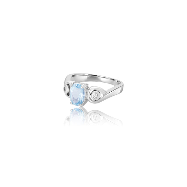 18K White Gold Madalene Oval Aqua Ring