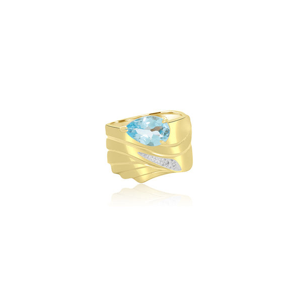 10K Yellow Gold (0.04 Ct. Tw.) Ellie Pear Aqua Diamond Ring