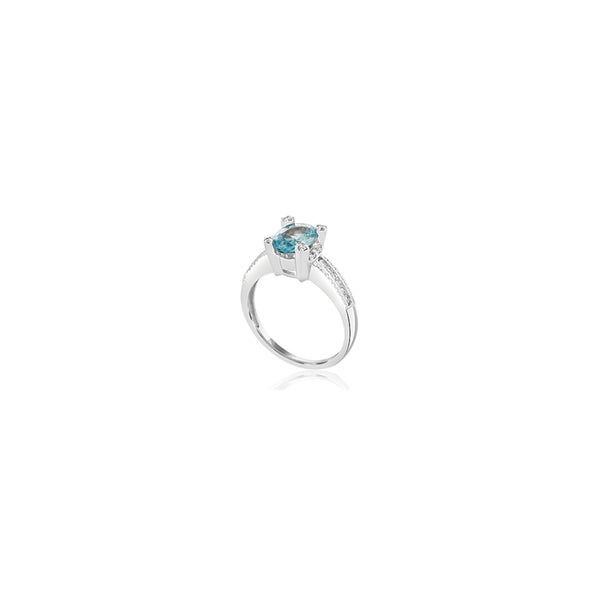 14K White Gold (0.16 Ct. Tw.) Sadie Oval Zircon Diamond Ring