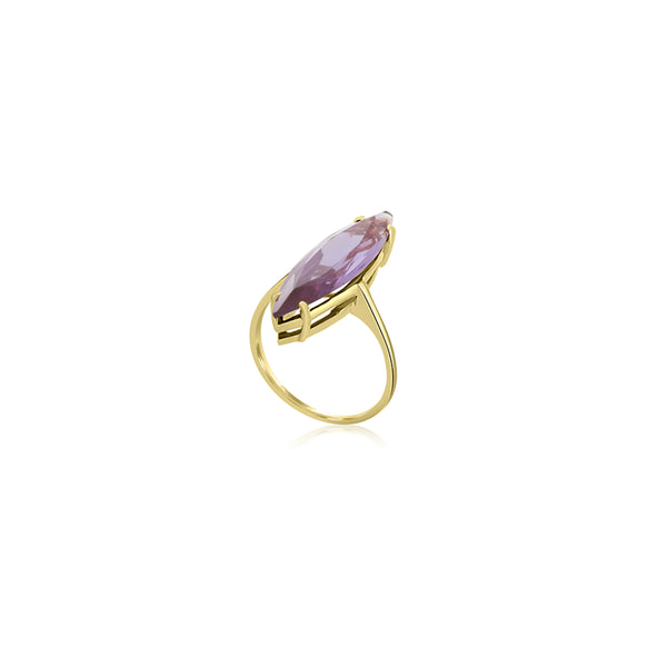 18K Yellow Gold Sydney Elongated Vintage Purple Ring