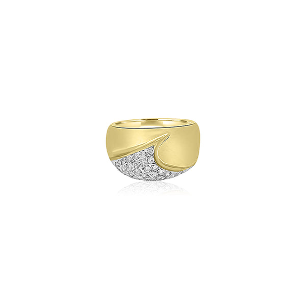 18K T-Tone Lydia Open Leaf Cubic Ring