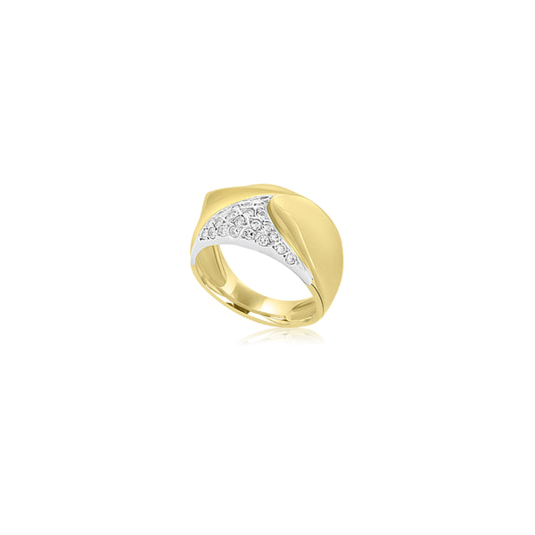 18K T-Tone Lydia Open Leaf Cubic Ring