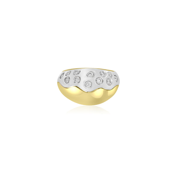 18K T-Tone Kayla Cubic Dome Ring