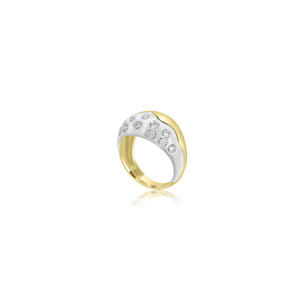 18K T-Tone Kayla Cubic Dome Ring