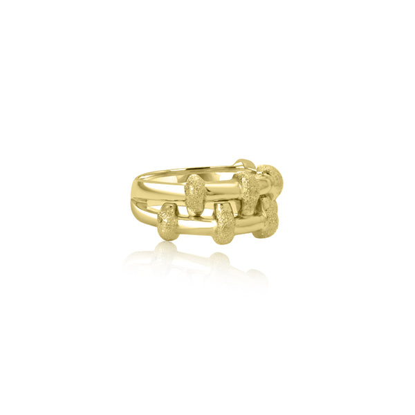 18K Yellow Gold Tania Train Track Ring