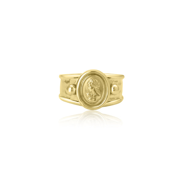 14K Yellow Gold Cameo Open Ring