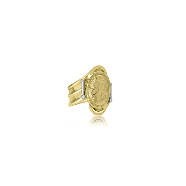 18K T-Tone Oblonge Cameo Ring