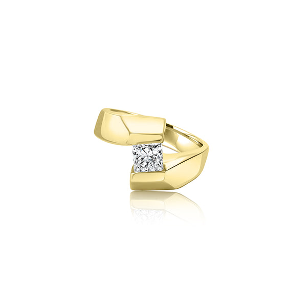 14K Yellow Gold  Princess Cubic Stone Ring