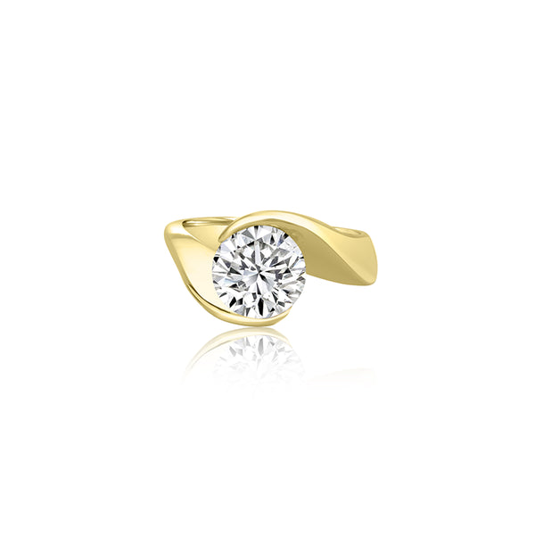 18K Yellow Gold Swirl Cubic Ring