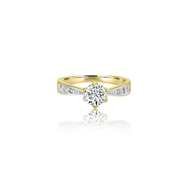 18K T-Tone Belleza Six Prong Ring