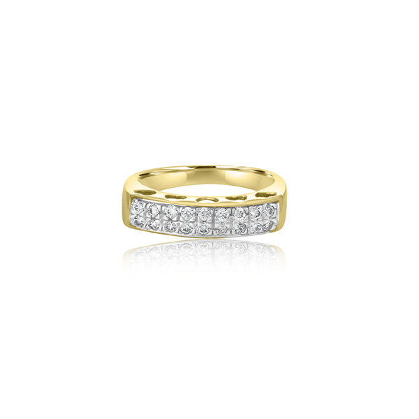 18K Yellow Gold Double Row Cubic Ring