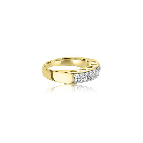 18K Yellow Gold Double Row Cubic Ring