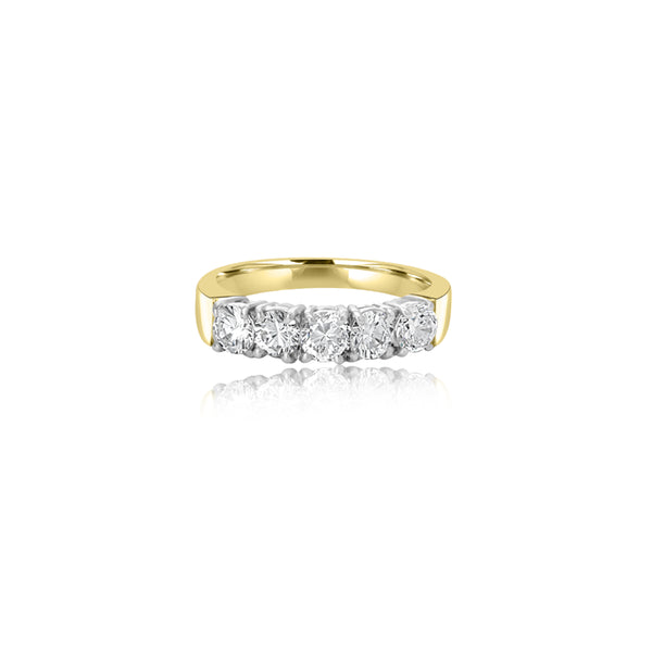 18K T-Tone Five Stone Double Ring