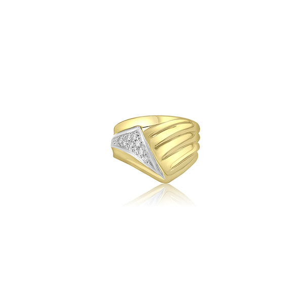 18K Yellow Gold (0.12 Ct. Tw.) Dome Diamond Ring