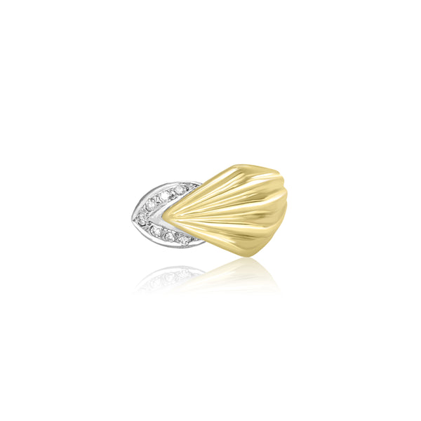 14K Yellow Gold (0.14 Ct. Tw.) Diamond Groove Ring