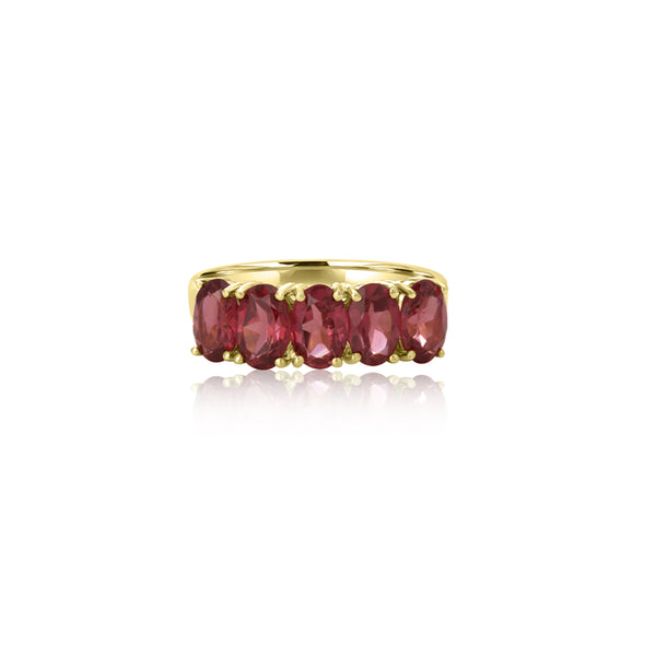 14K Yellow Gold Genuine Oval Garnet Ring