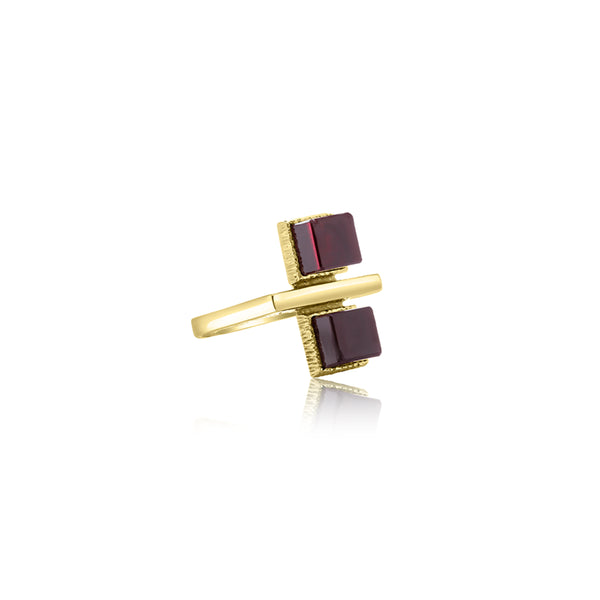 10K Yellow Gold Double Square Ring