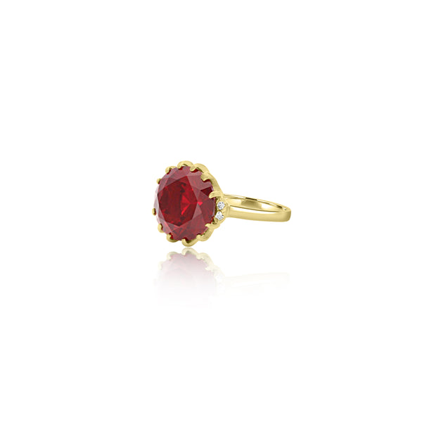 10K Yellow Gold Round Garnet Ring