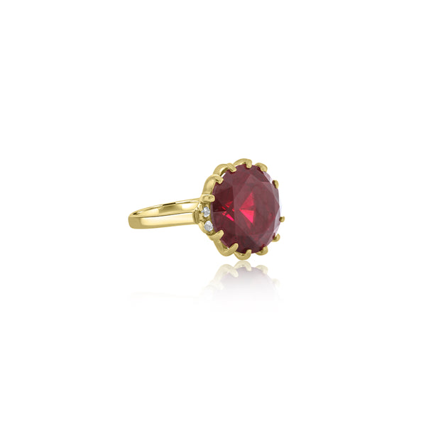 10K Yellow Gold Round Garnet Ring