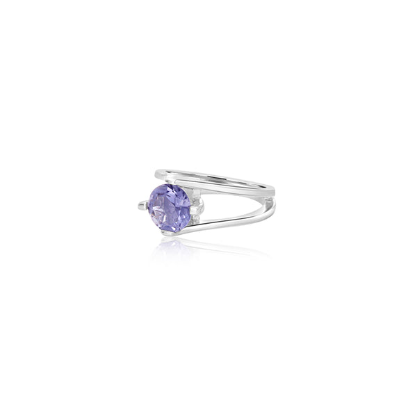 18K White Gold Amethyst Split Four Ring