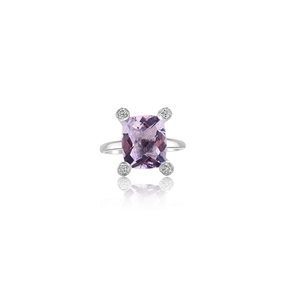 18K White Gold Amethyst Oval Ring