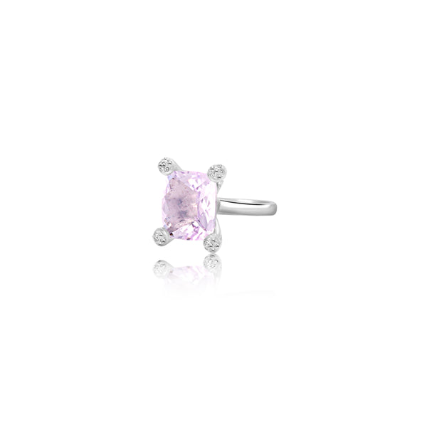 18K White Gold Amethyst Oval Ring